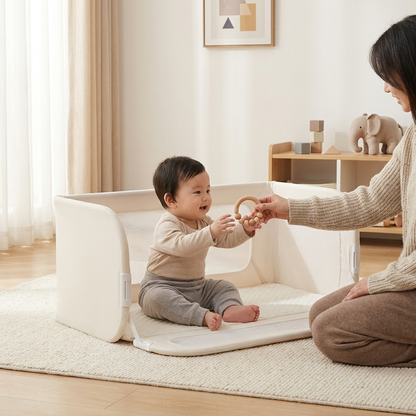 Haven Toddler Bed Guard Rail – baby with parent kneeling