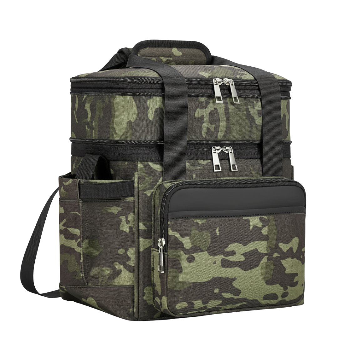 Insulated Dual-Layer Lunch Bag with Expandable 15L and 22L Capacity