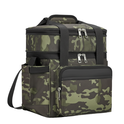 Insulated Dual-Layer Lunch Bag with Expandable 15L and 22L Capacity