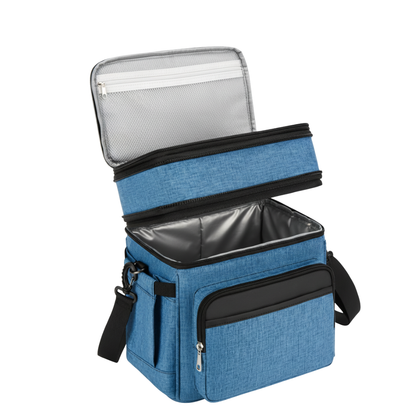 Insulated Dual-Layer Lunch Bag with Expandable 15L and 22L Capacity