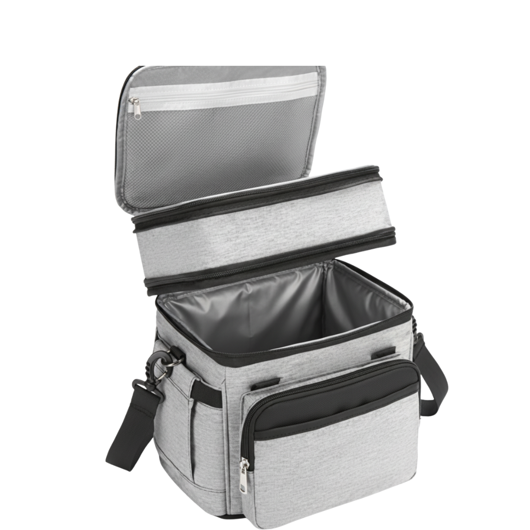 Insulated Dual-Layer Lunch Bag with Expandable 15L and 22L Capacity