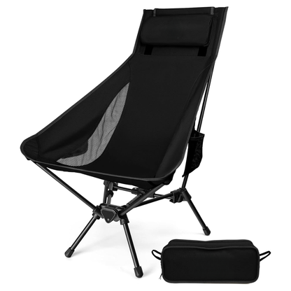 Lightweight Aluminum Camping Chair with High Back and Pillow