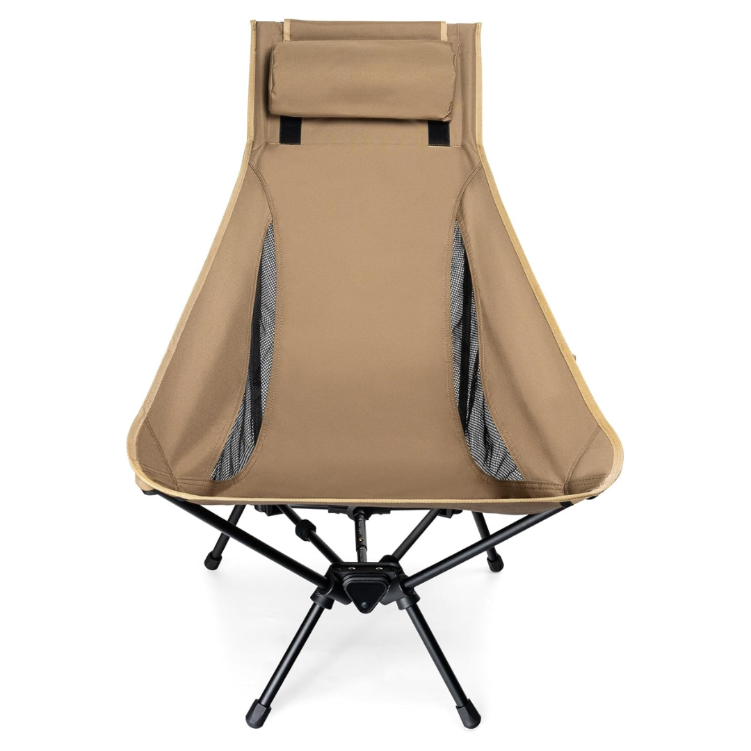 Lightweight Aluminum Camping Chair with High Back and Pillow