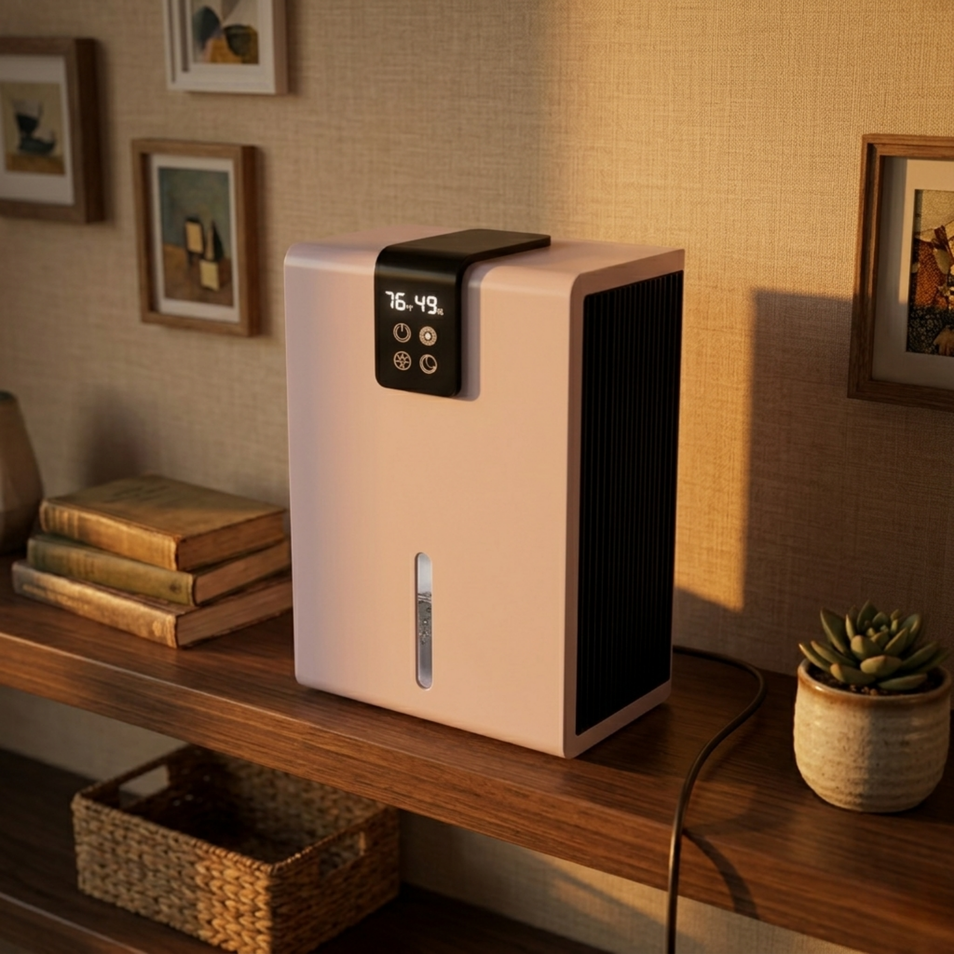 Low-Noise Dehumidifier 98oz Tank for 1000 Sq Ft Rooms with Auto Off