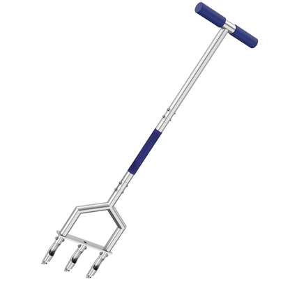 Manual Push Core Aerator Lawn Tool with 3 Hollow Tines