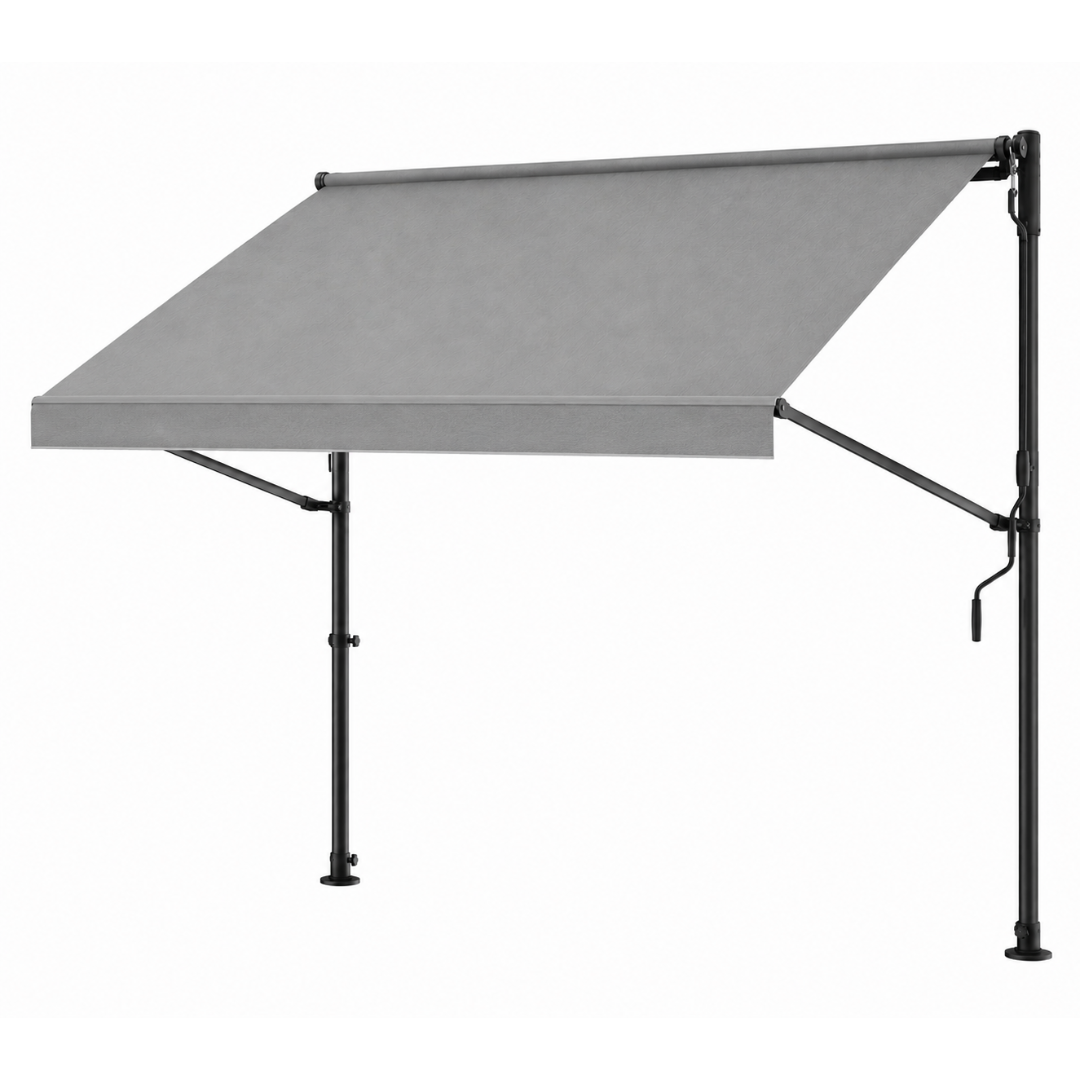 Manual Retractable Patio Awning 118 inch Height Adjustable Shade