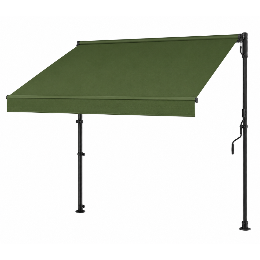 Manual Retractable Patio Awning 118 inch Height Adjustable Shade