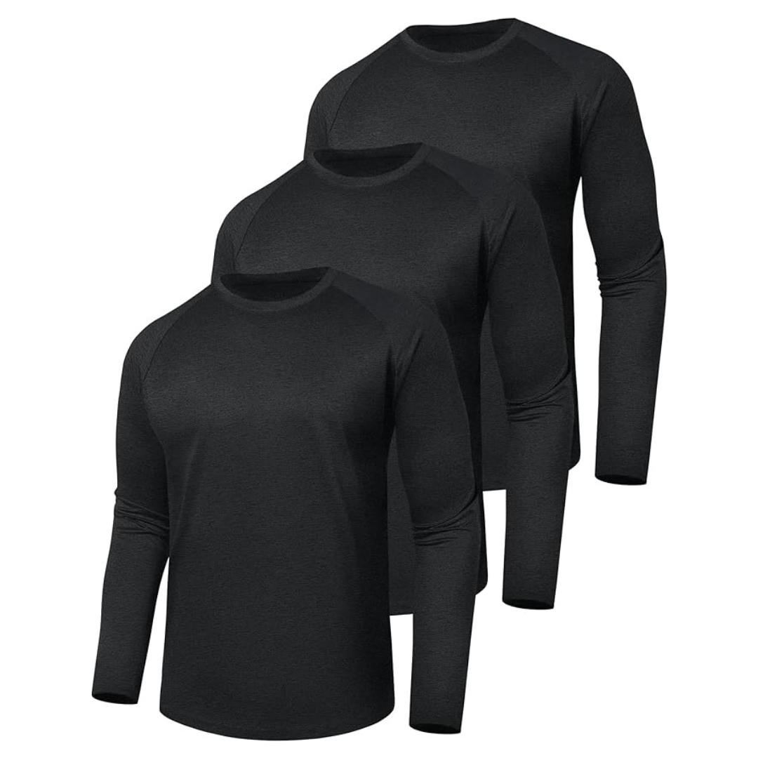 Men’s 3-Pack Long Sleeve Shirts, Quick-Dry Fabric, Stretchable