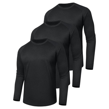 Men’s 3-Pack Long Sleeve Shirts, Quick-Dry Fabric, Stretchable