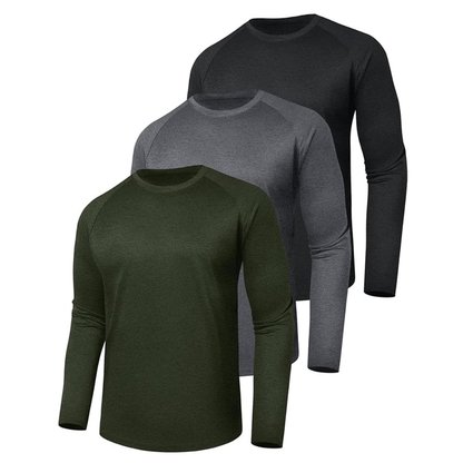 Men’s 3-Pack Long Sleeve Shirts, Quick-Dry Fabric, Stretchable