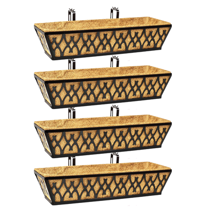 Metal Window Box Planter with Coco Liner for Balcony & Fence