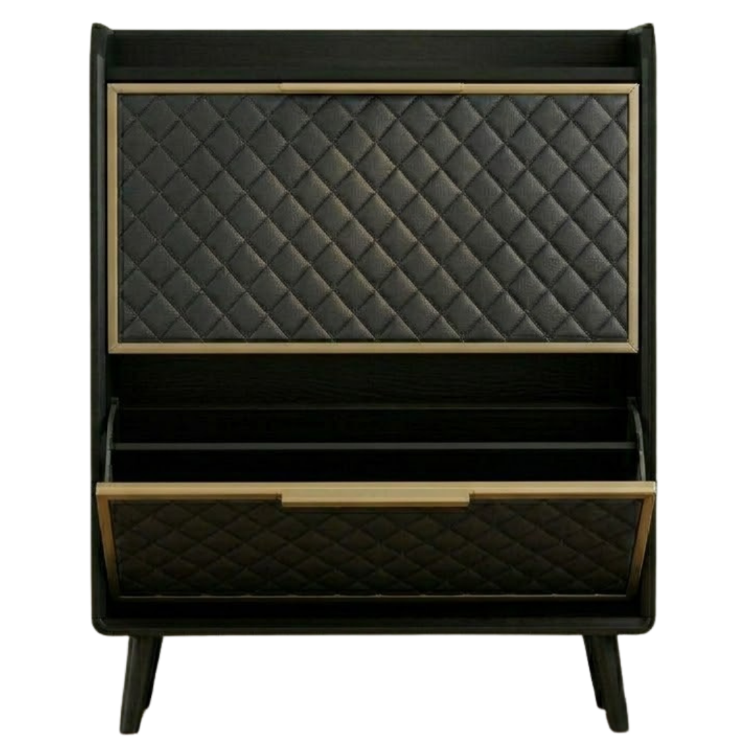 Modern Shoe Storage Cabinet with Flip Drawers and Quilted Panels