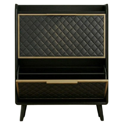 Modern Shoe Storage Cabinet with Flip Drawers and Quilted Panels