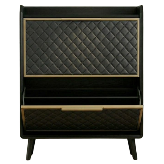 Modern Shoe Storage Cabinet with Flip Drawers and Quilted Panels
