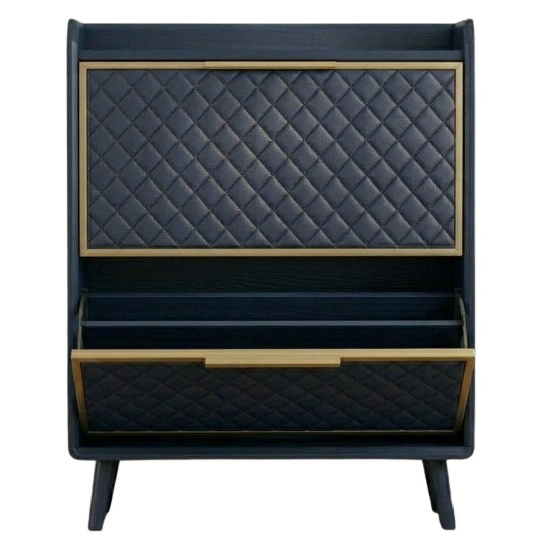 Modern Shoe Storage Cabinet with Flip Drawers and Quilted Panels