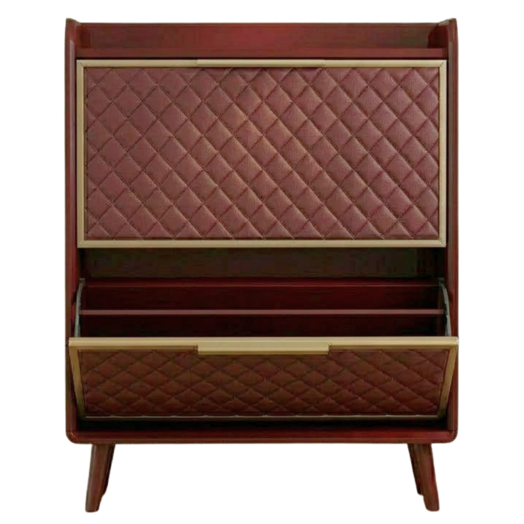 Modern Shoe Storage Cabinet with Flip Drawers and Quilted Panels