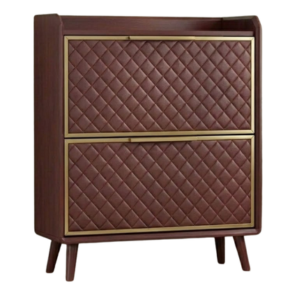 Modern Shoe Storage Cabinet with Flip Drawers and Quilted Panels