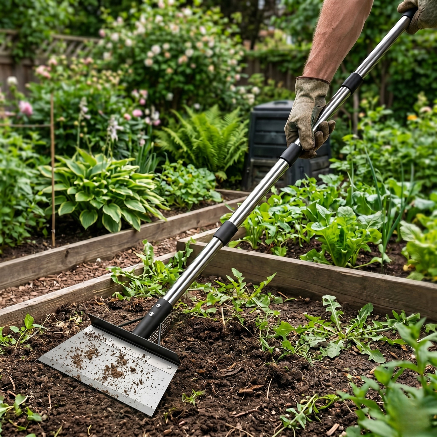 Multifunctional Garden Shovel Scraper with Adjustable Steel Handle