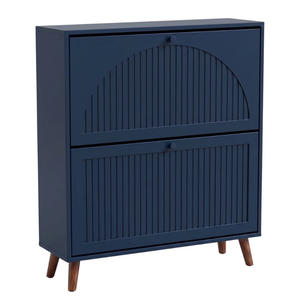 Narrow Shoe Storage Cabinet with 2 Flip Drawers and Top Shelf