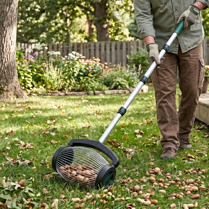 Nut Gatherer Roller Side Dump Acorns Pecans 5 lb Capacity Tool