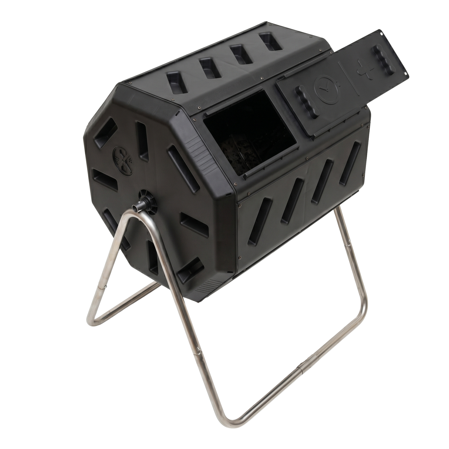 Octagonal Compost Bin 140 L Dual Chamber Rotating Steel Frame Unit