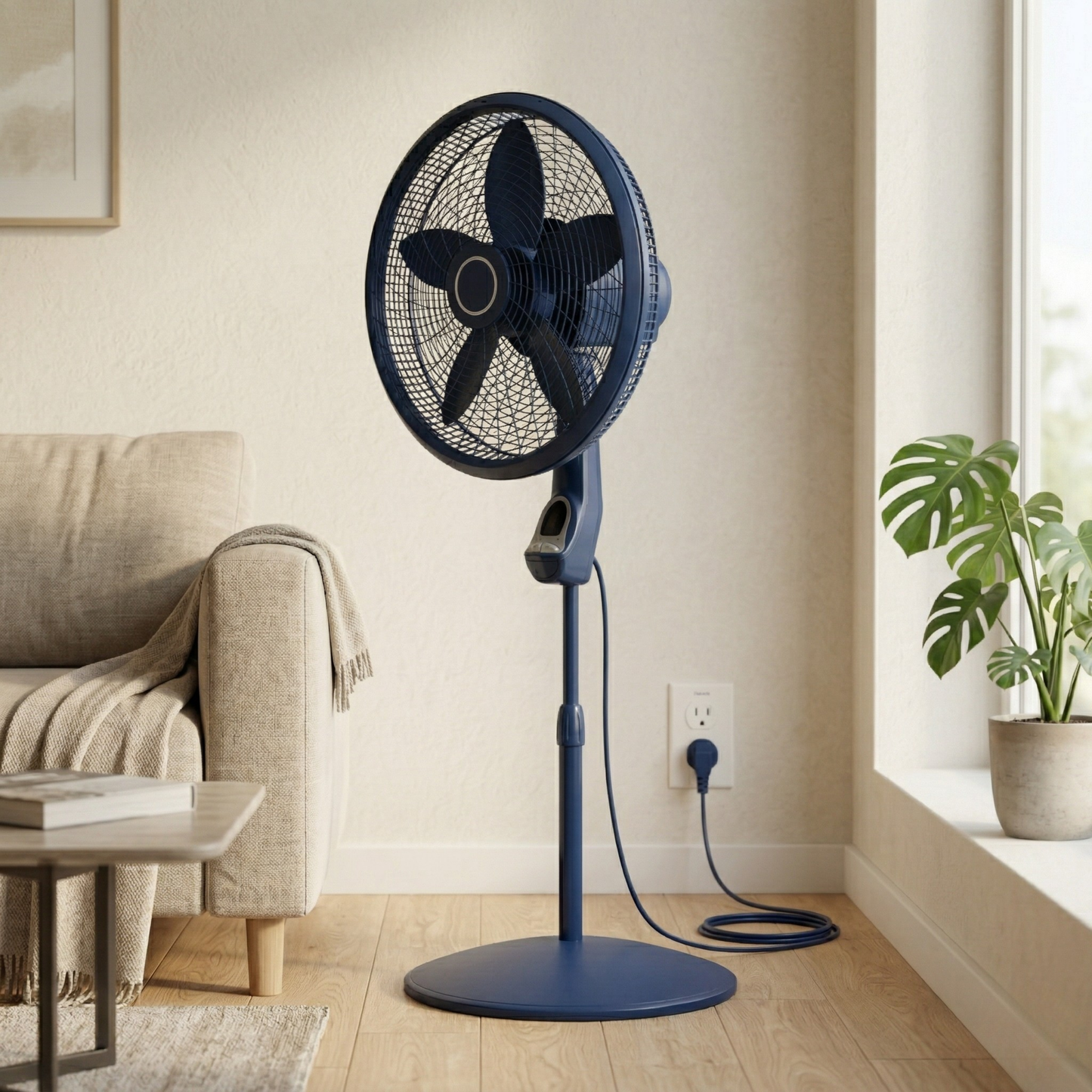 Oscillating Pedestal Fan with Remote Timer and 3 Speed Settings