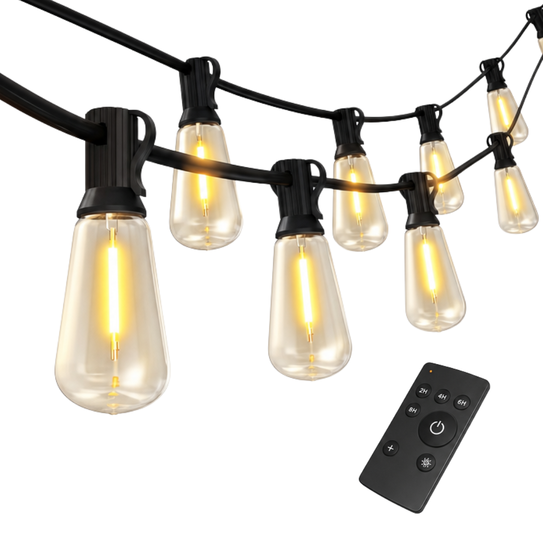 Outdoor LED String Lights Water-Resistant Dimmable Patio Set