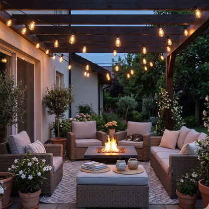 Outdoor LED String Lights Water-Resistant Dimmable Patio Set