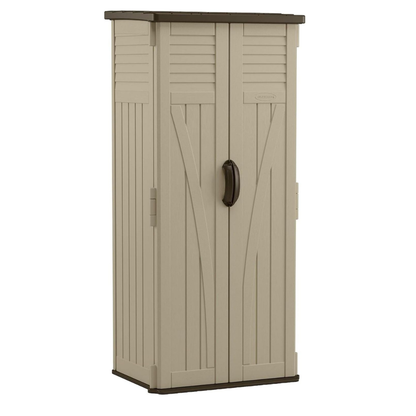 Outdoor Resin Storage Shed, Tall Vertical Cabinet with Double Doors