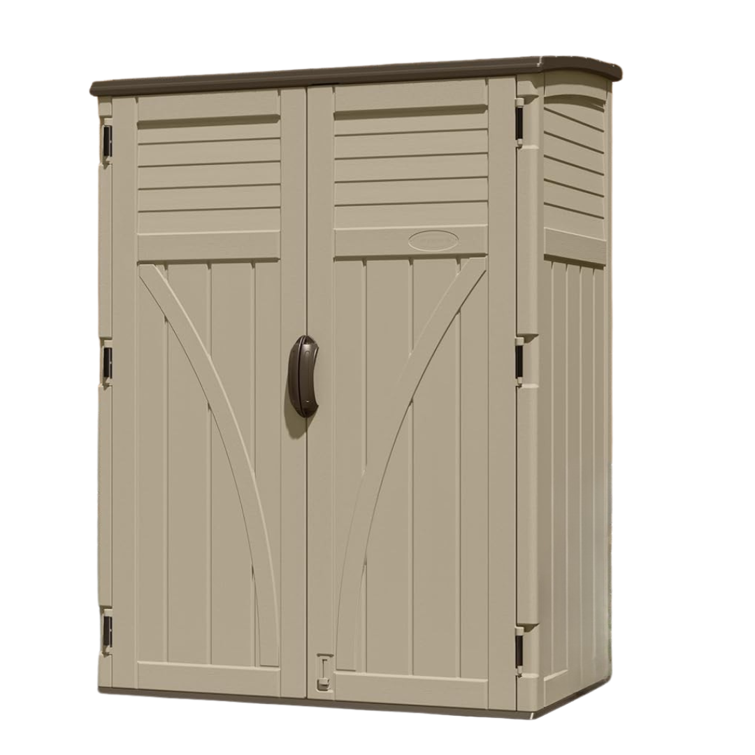 Outdoor Resin Storage Shed, Tall Vertical Cabinet with Double Doors