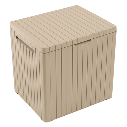 Patio Storage Deck Box with Resin Construction and Hinged Lid