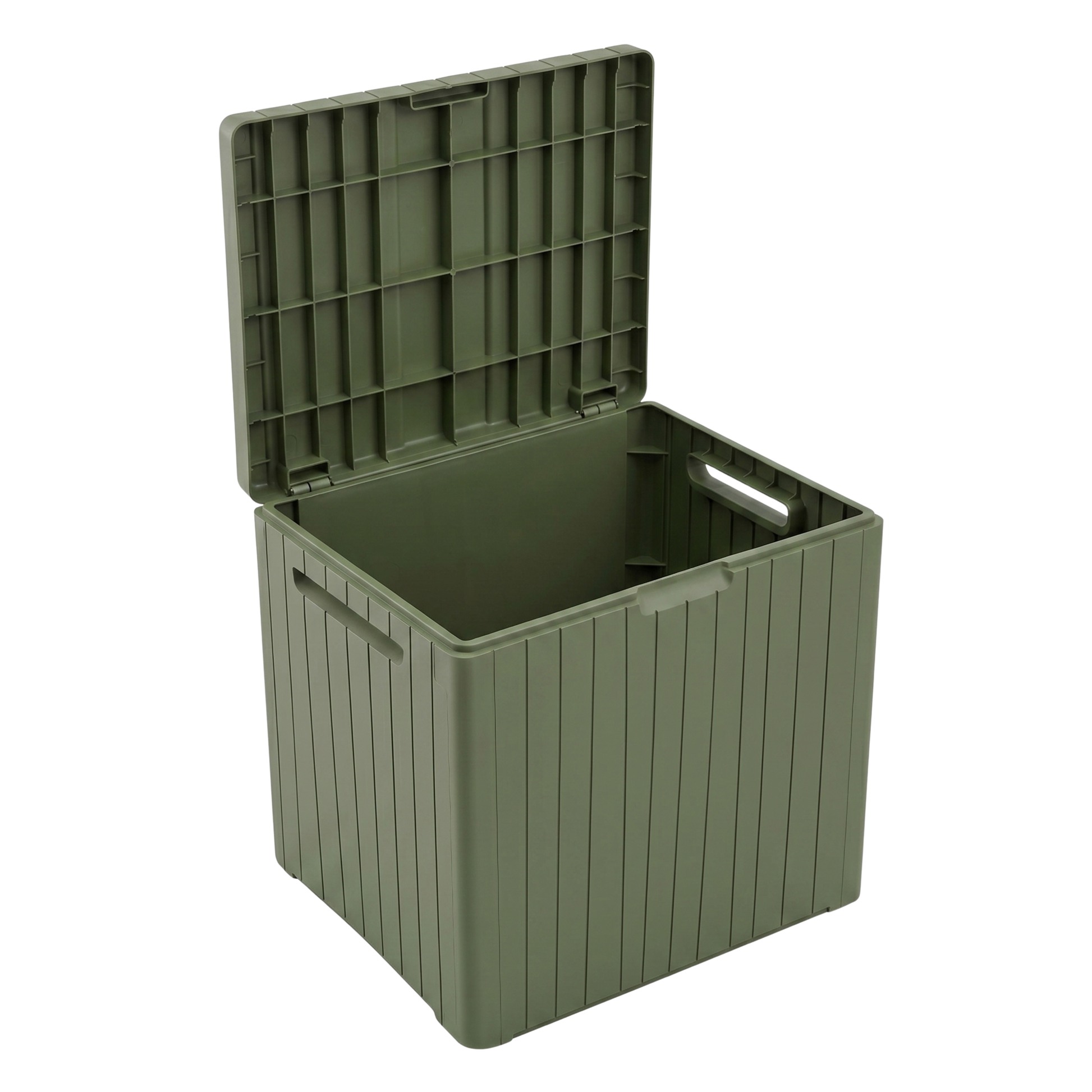 Patio Storage Deck Box with Resin Construction and Hinged Lid