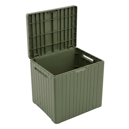 Patio Storage Deck Box with Resin Construction and Hinged Lid