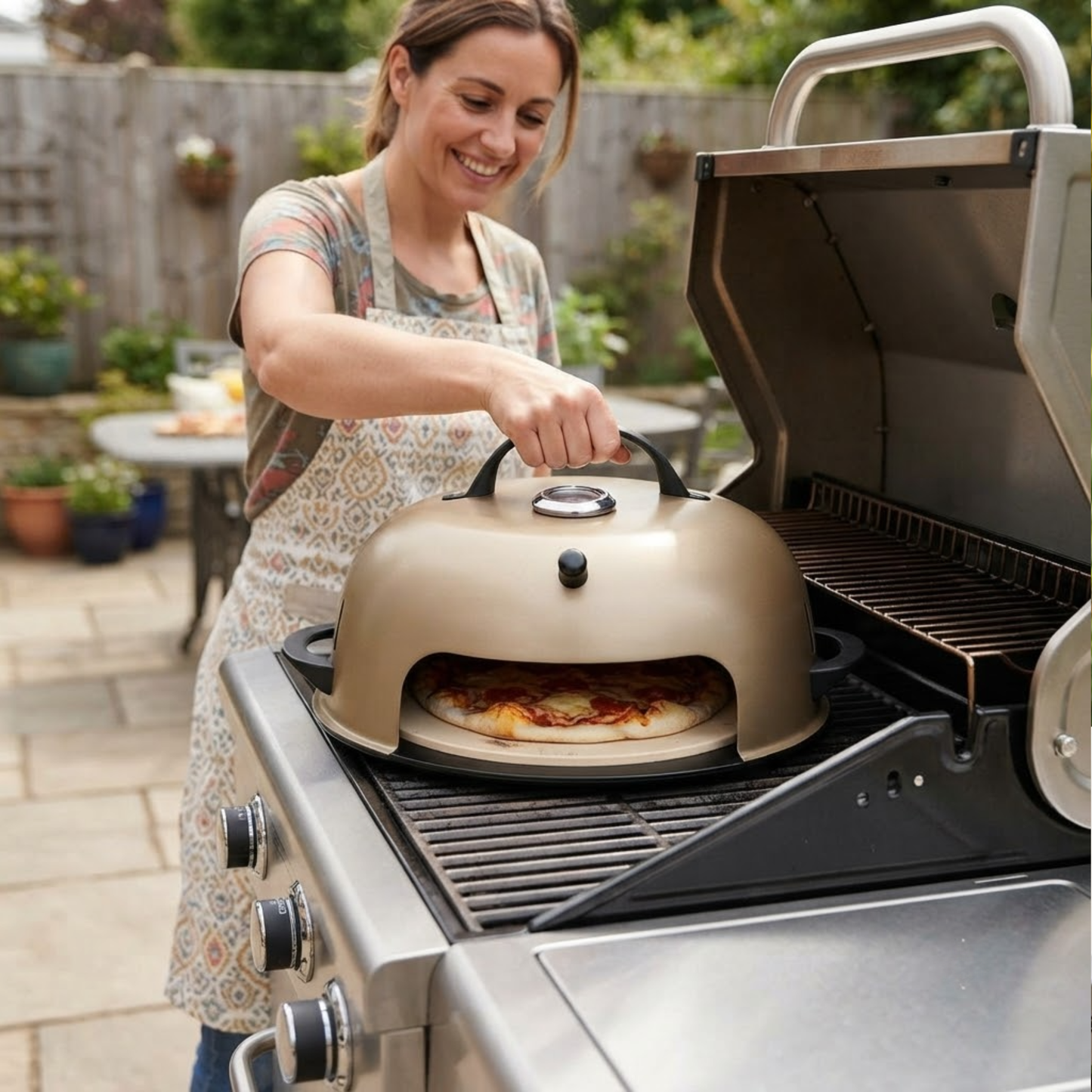 Pizza Oven for Grill Tops with Ceramic Stone for 12 in Pizzas