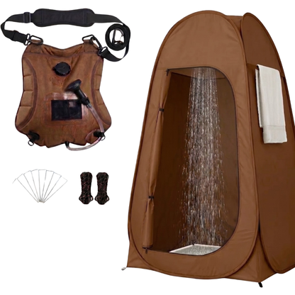 Pop Up Privacy Shower Tent Kit with 5 Gallon Solar Shower Bag