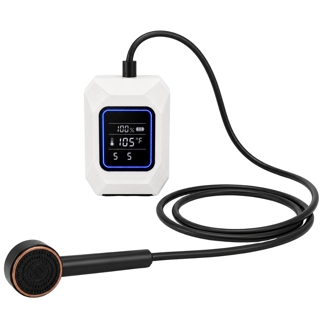 Portable Camping Shower Kit with 1500W Heater and 8000mAh Battery