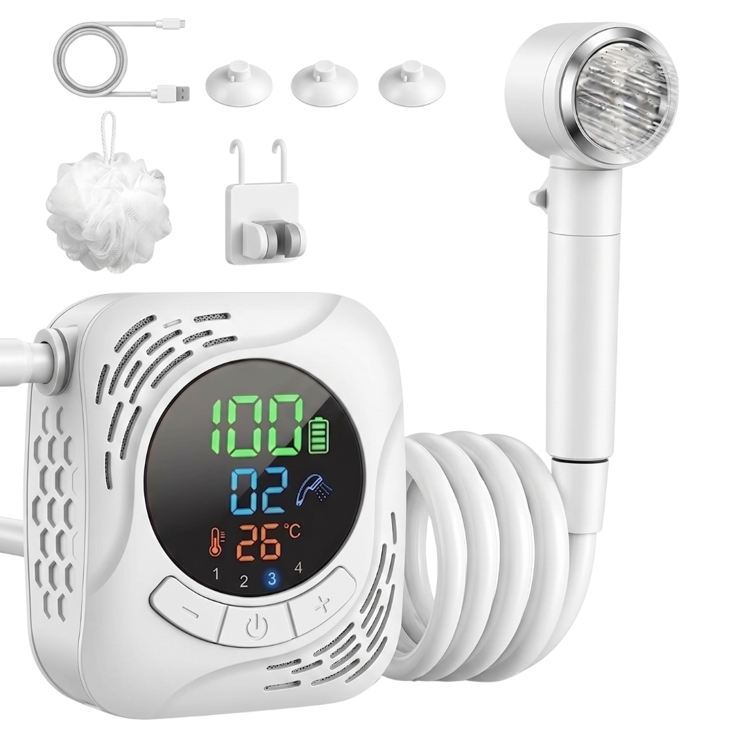 Portable Camping Shower Kit with 8000mAh Battery and 5 ft Hose