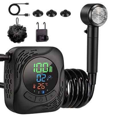Portable Camping Shower Kit with 8000mAh Battery and 5 ft Hose
