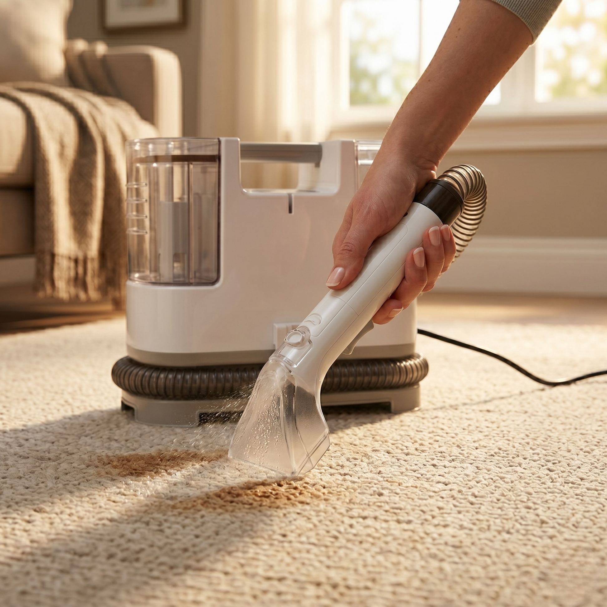 Portable Carpet Cleaner with Dual Water Tank Extraction System