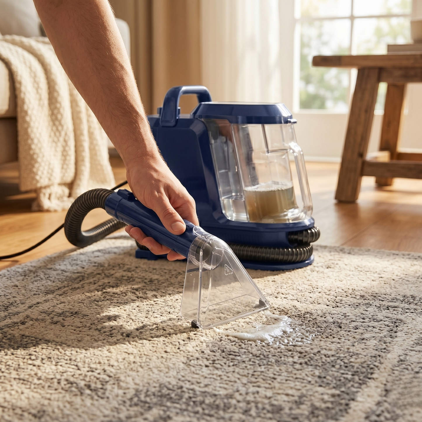 Portable Carpet Cleaner with Steam, Hot, Cold Modes 18kPa Suction