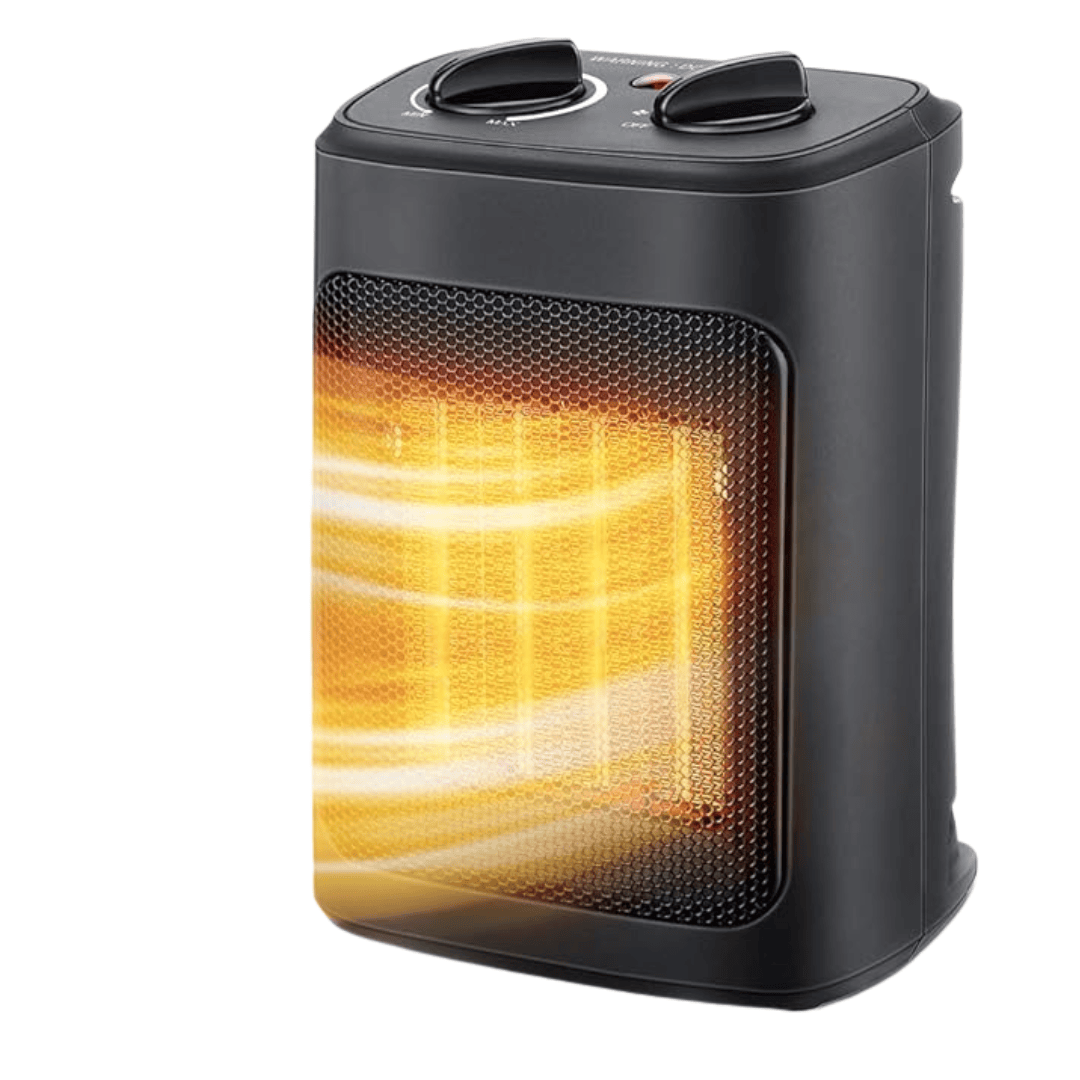 Portable Electric Space Heater with Thermostat and Fan Mode, Black