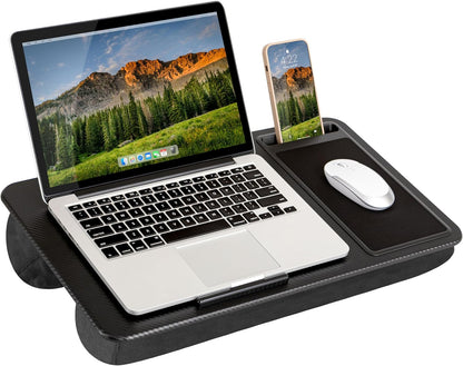 Portable Home Office Lap Desk with Mouse Pad, Cushion & Phone Slot