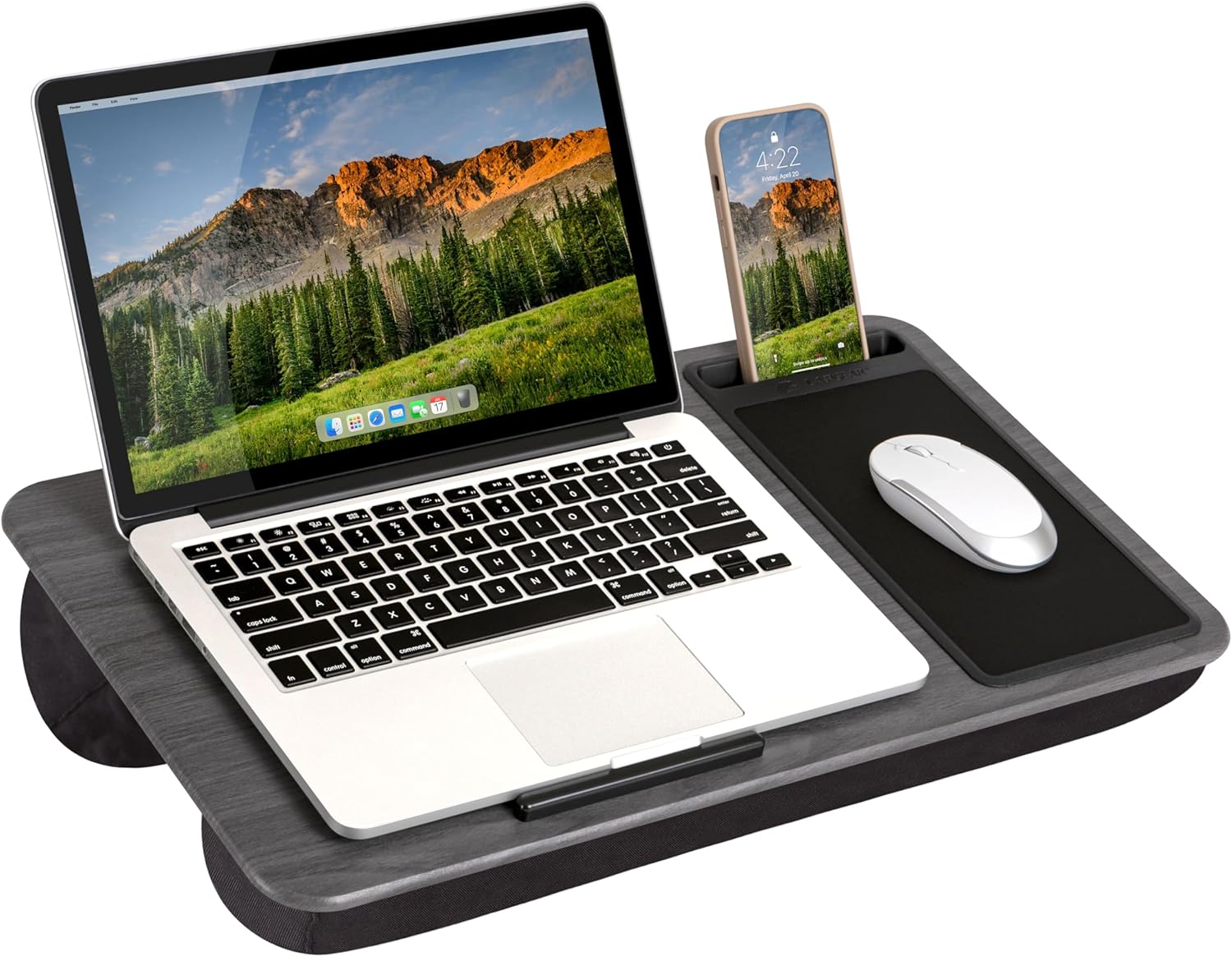 Portable Home Office Lap Desk with Mouse Pad, Cushion & Phone Slot