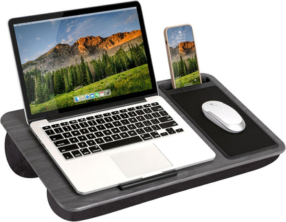 Portable Home Office Lap Desk with Mouse Pad, Cushion & Phone Slot