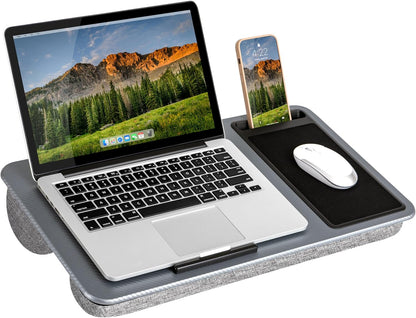 Portable Home Office Lap Desk with Mouse Pad, Cushion & Phone Slot