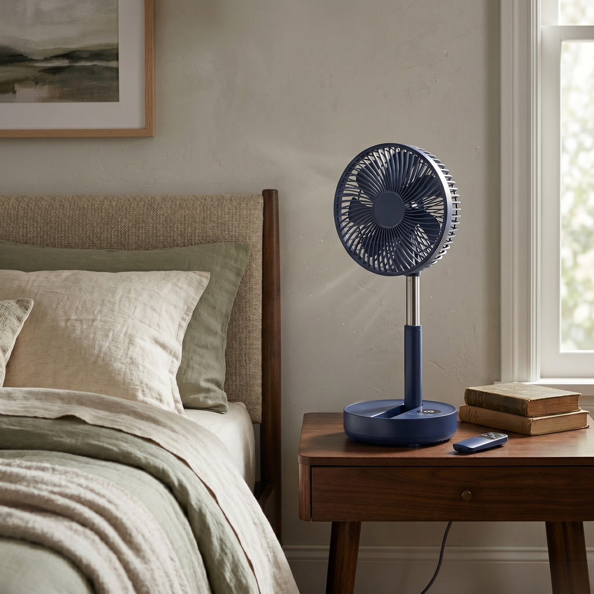 Portable Rechargeable Oscillating Pedestal Fan with Timer Control