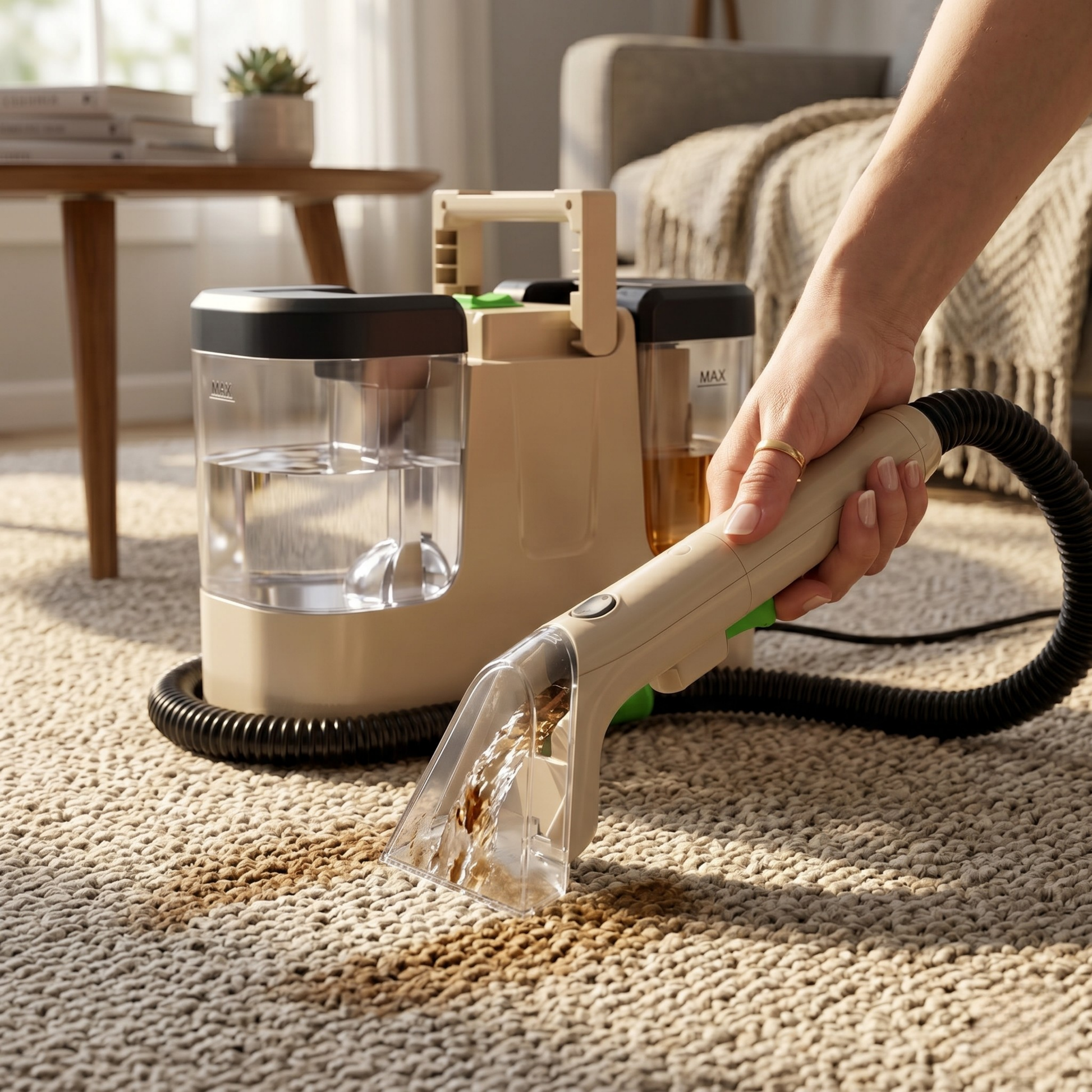 Portable Upholstery Cleaner with 18KPa Suction and Dual Tanks