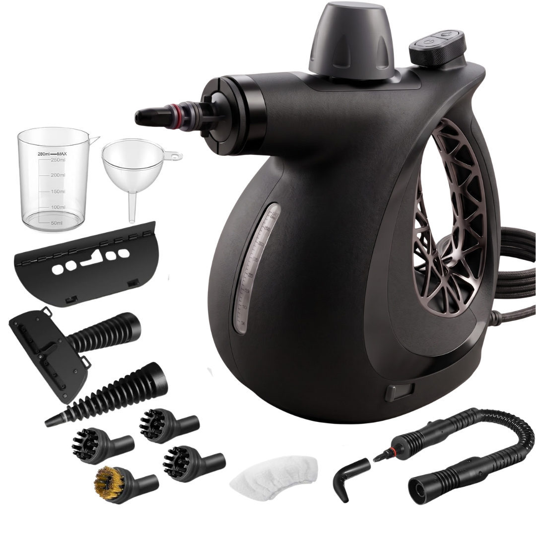 Pressurized Handheld Steam Cleaner with Multi-Piece Accessory Kit