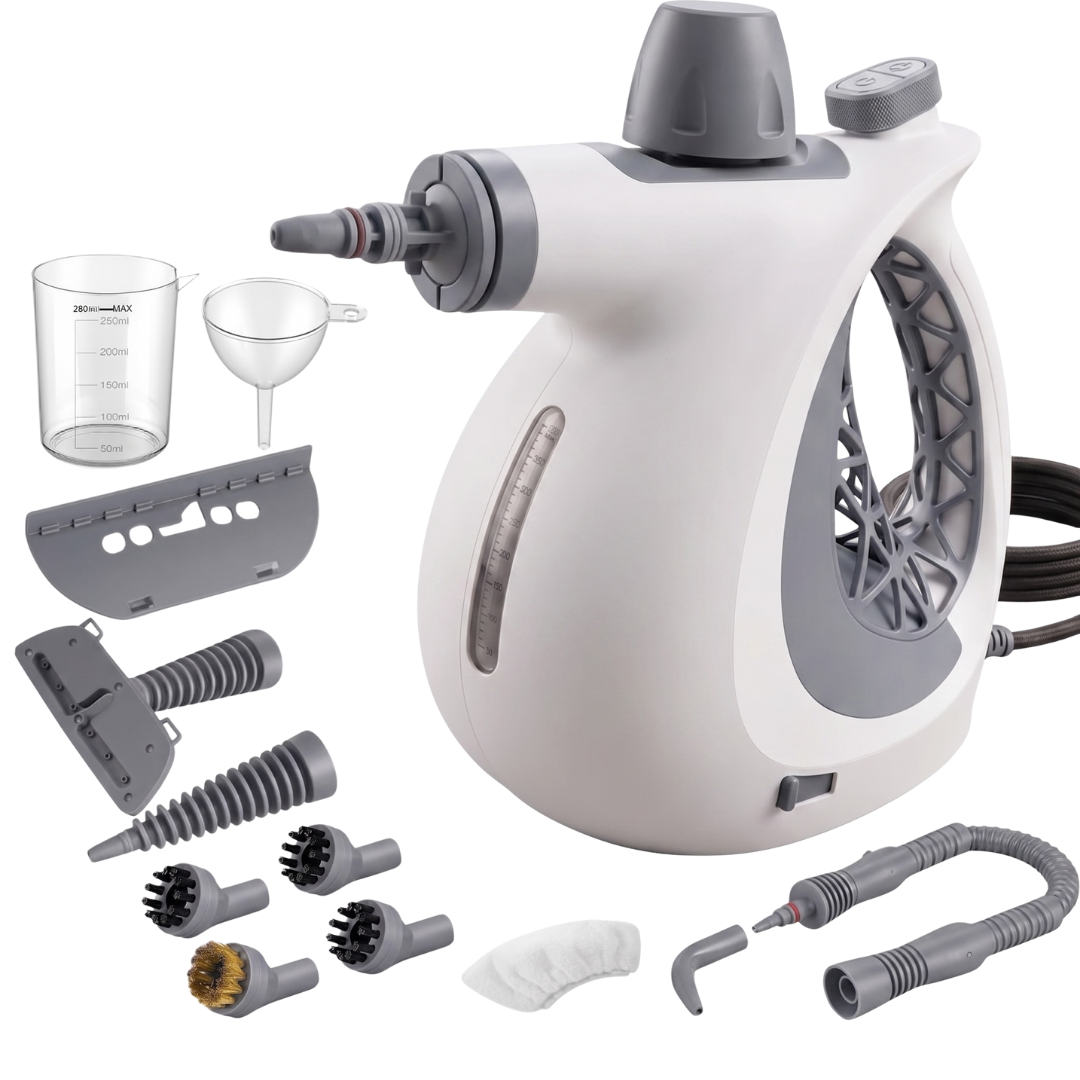 Pressurized Handheld Steam Cleaner with Multi-Piece Accessory Kit