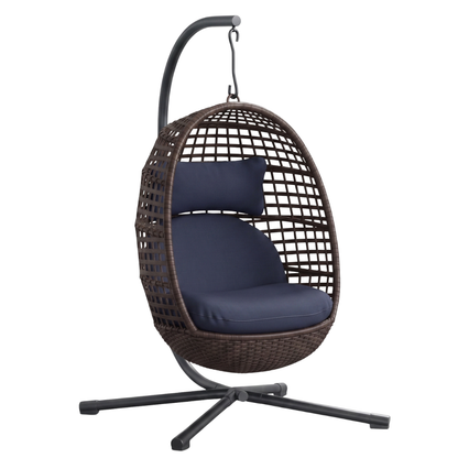 Rattan Wicker Hanging Egg Chair with Stand and 350 lb Capacity